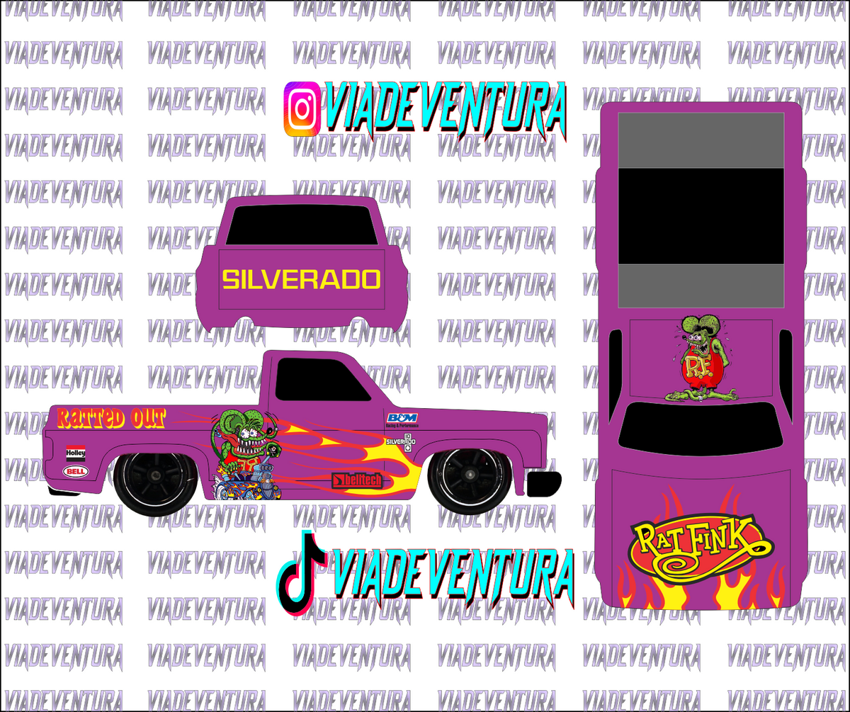 Rat Fink 1/64 83 Silverado WHITE TONER Universal Waterslide Decal for Hot