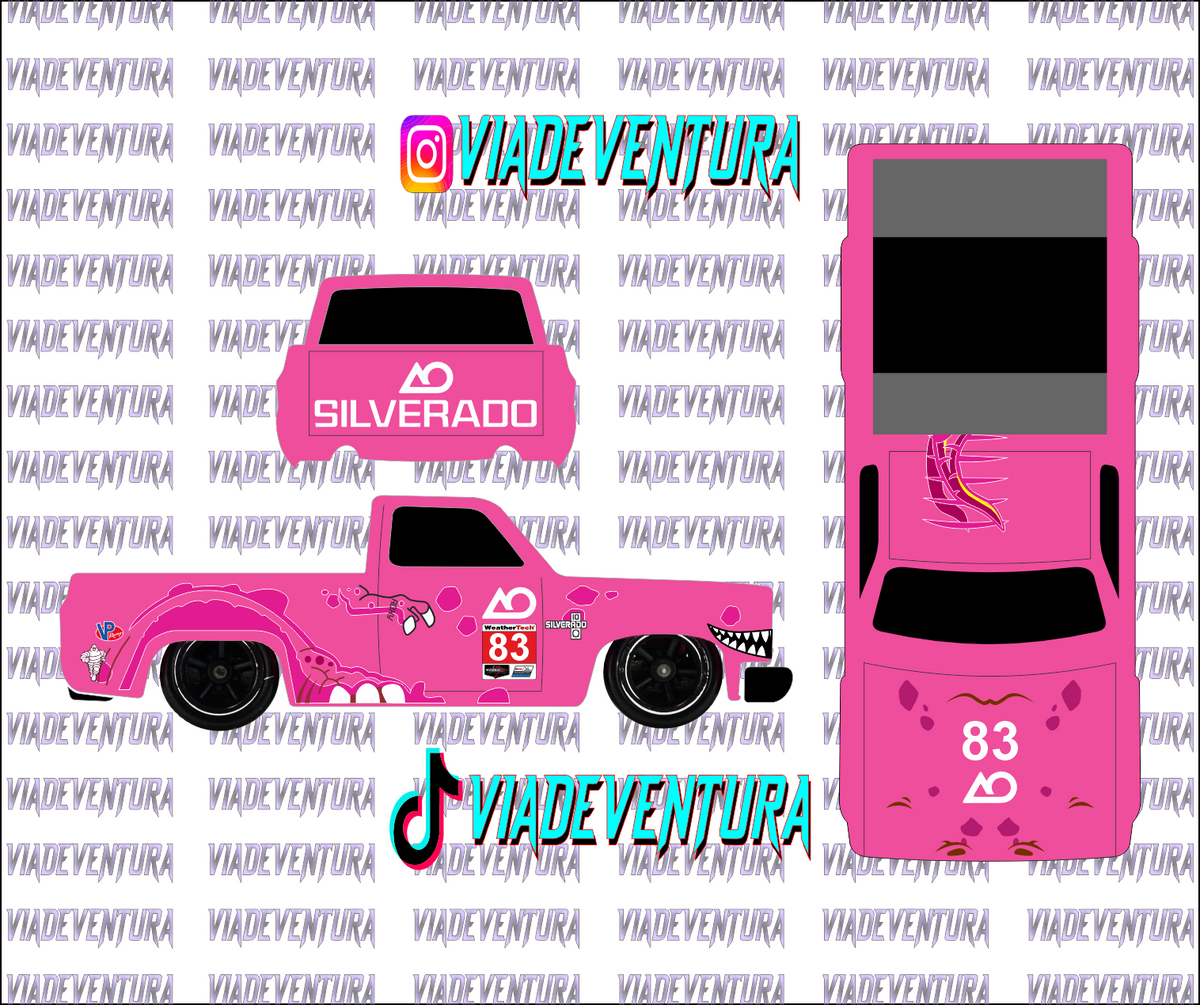 Rexy Roxy Pink 1/64 83 Silverado WHITE TONER Universal Waterslide Decal for Hot