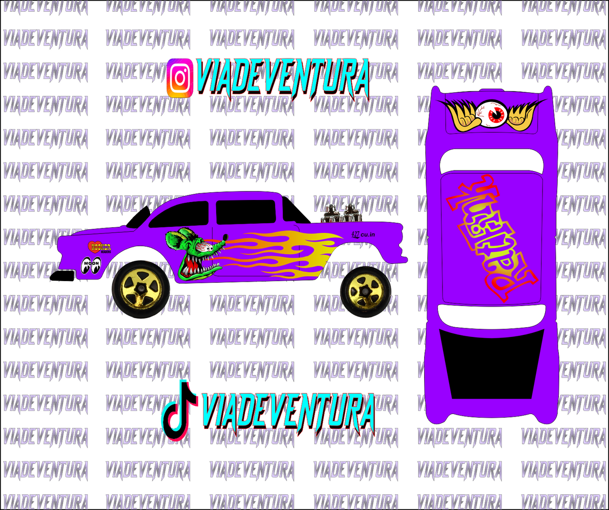 Rat Fink 1/64 55 Gasser WHITE TONER Universal Waterslide Decal for Hot
