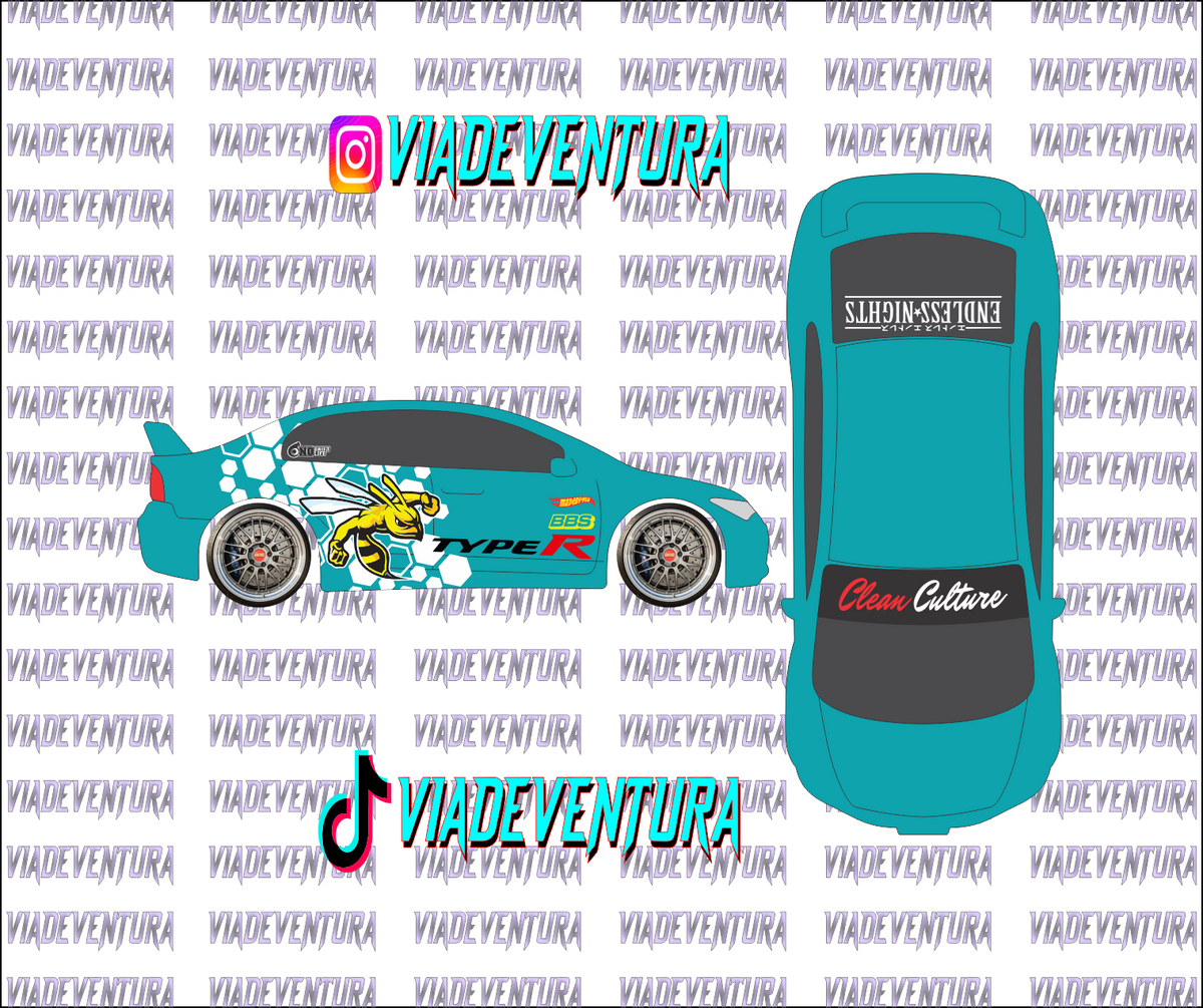 Hornet 1/64 Civic FD2 WHITE TONER Universal Waterslide Decal for Hot