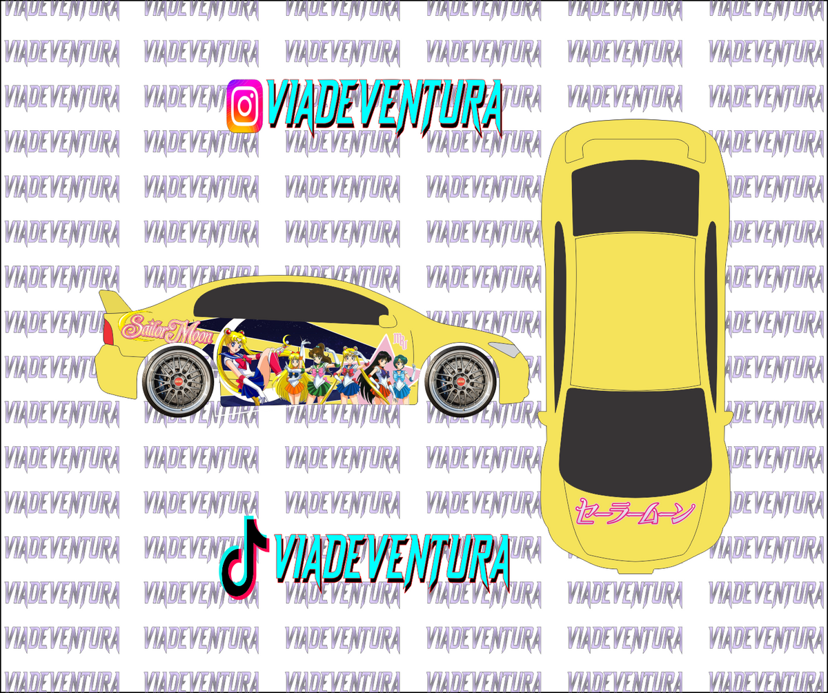 Sailor Moon 1/64 Civic FD2 WHITE TONER Universal Waterslide Decal for Hot