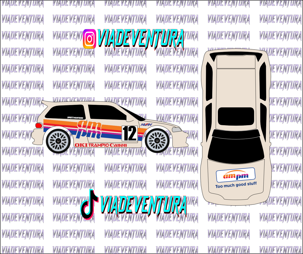 AMPM 1/64 EF Civic WHITE TONER Universal WaterSlide Decal for Hot
