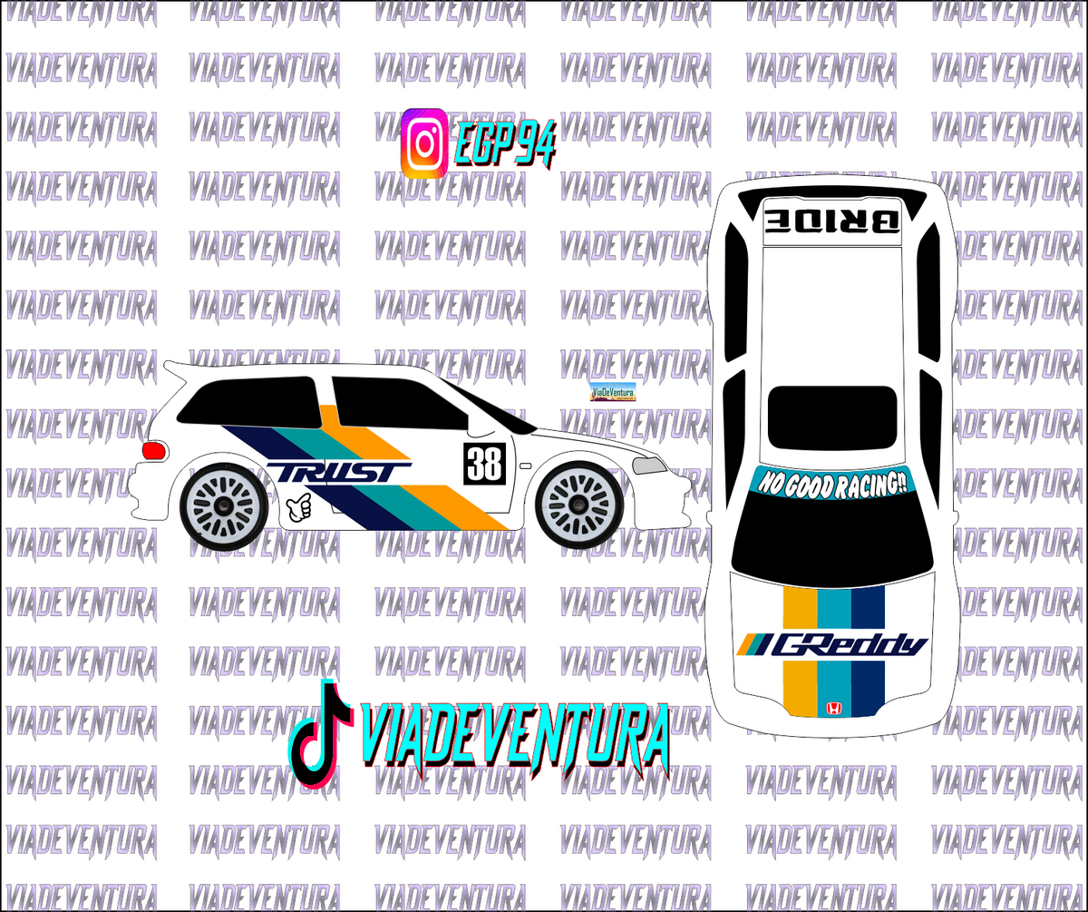 Greddy Trust 1/64 EF Civic WHITE TONER Universal WaterSlide Decal for Hot