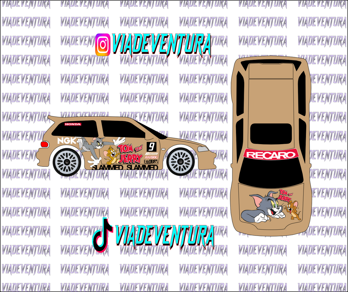 Tom and Jerry 1/64 EF Civic WHITE TONER Universal WaterSlide Decal for Hot