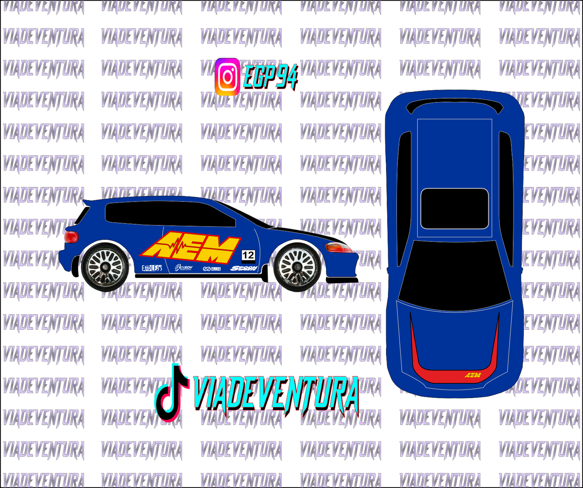 AEM 1/64 EG Civic WHITE TONER Universal Waterslide Decal for Hot