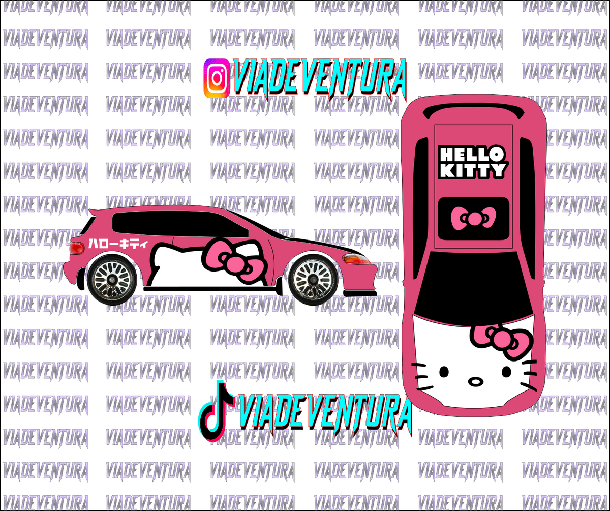Hello Kitty EG 1/64 EG Civic WHITE TONER Universal Waterslide Decal for Hot