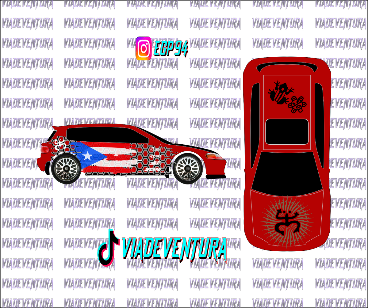 PR 1/64 EG Civic WHITE TONER Universal Waterslide Decal for Hot