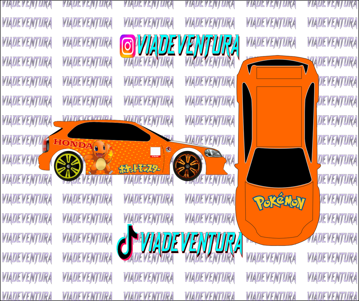 Charmander 1/64 EK9 Civic WHITE TONER Universal WaterSlide Decal for Hot