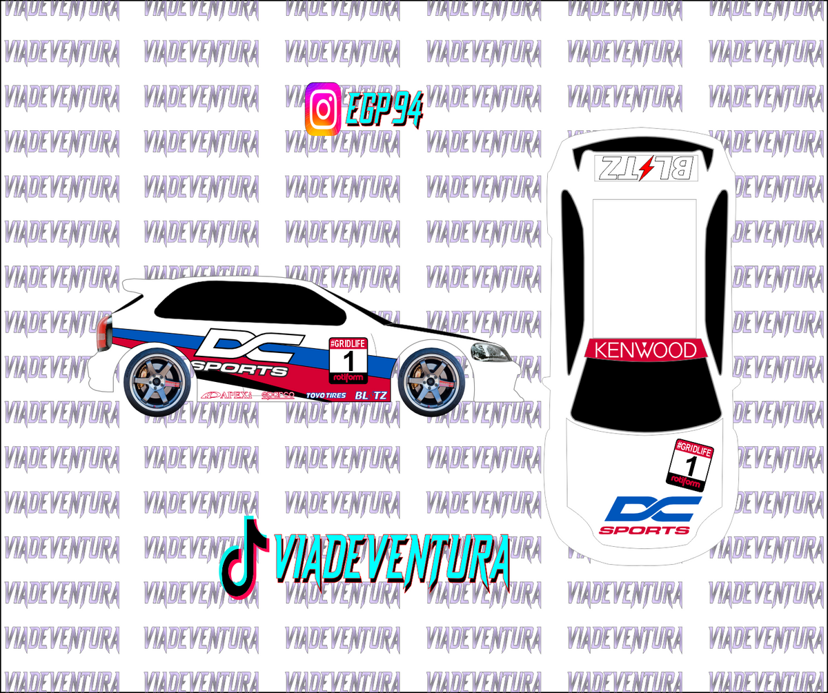 DC Sports 1/64 EK9 Civic WHITE TONER Universal WaterSlide Decal for Hot