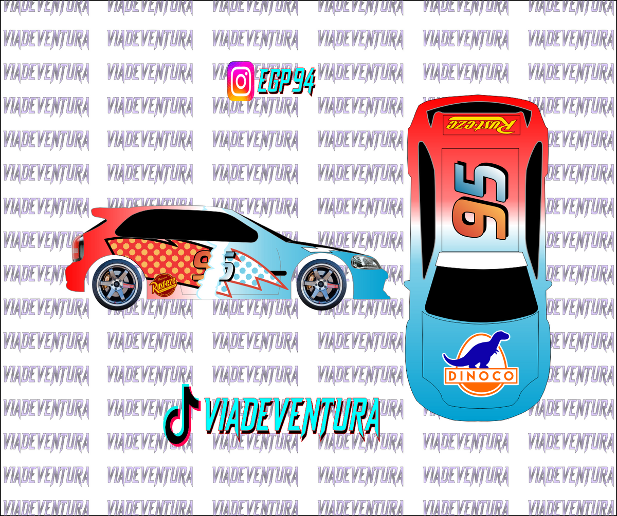 Dinoco McQueen 1/64 EK9 Civic WHITE TONER Universal WaterSlide Decal for Hot
