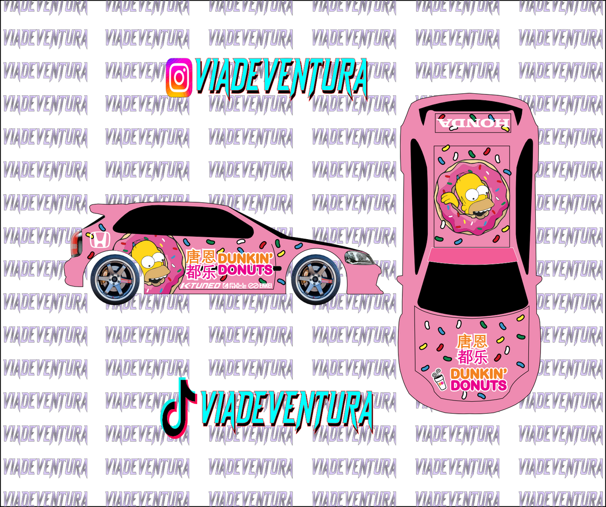 Homer Donut 1/64 EK9 Civic WHITE TONER Universal WaterSlide Decal for Hot