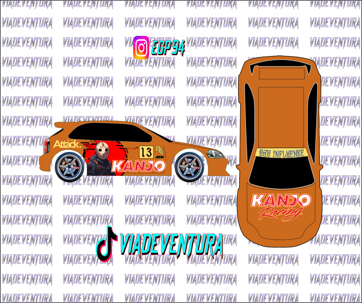 Kanjo Racing 1/64 EK9 Civic WHITE TONER Universal WaterSlide Decal for Hot