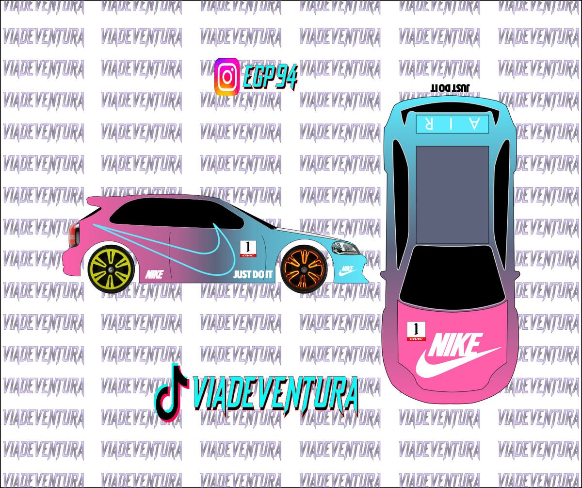 Nike 1/64 EK9 Civic WHITE TONER Universal WaterSlide Decal for Hot