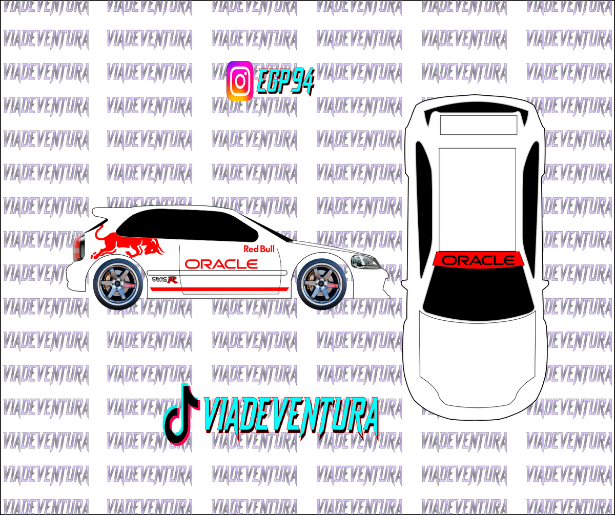 Redbull Oracle 1/64 EK9 Civic WHITE TONER Universal WaterSlide Decal for Hot