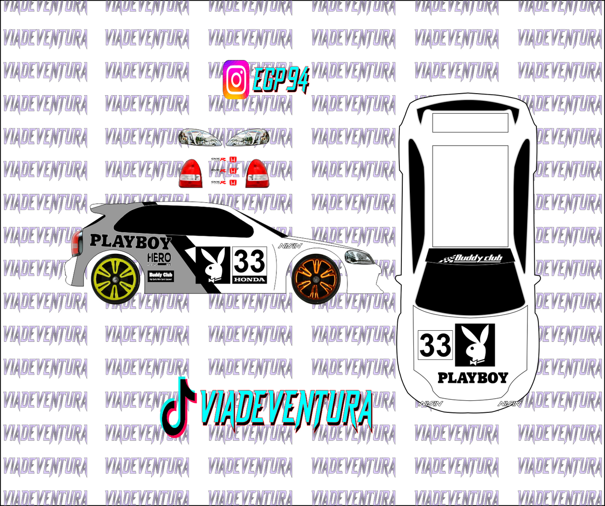 Playboy 1/64 EK9 Civic WHITE TONER Universal WaterSlide Decal for Hot