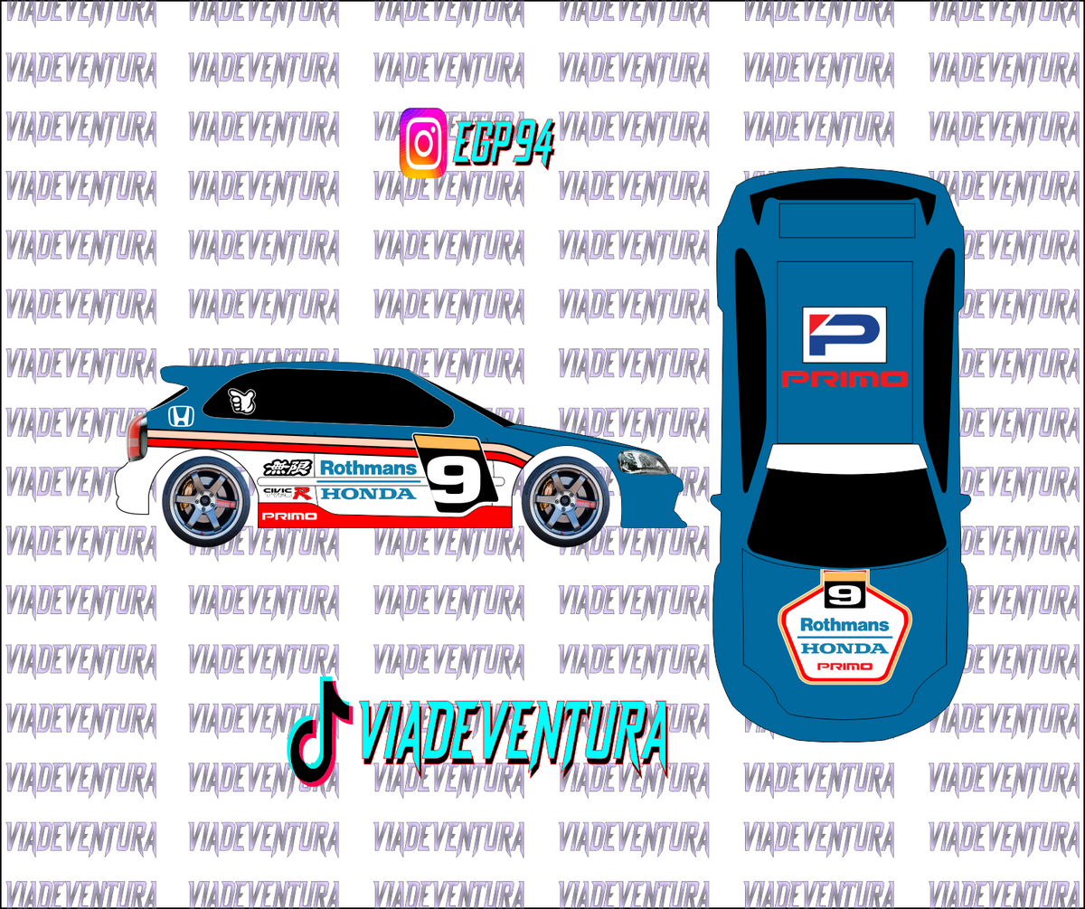 Rothmans 1/64 EK9 Civic WHITE TONER Universal WaterSlide Decal for Hot