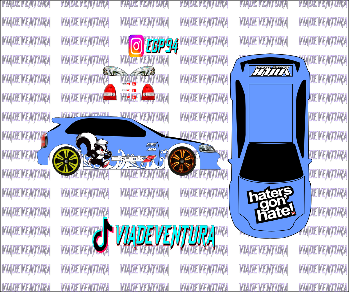Skunk Racing 1/64 EK9 Civic WHITE TONER Universal WaterSlide Decal for Hot