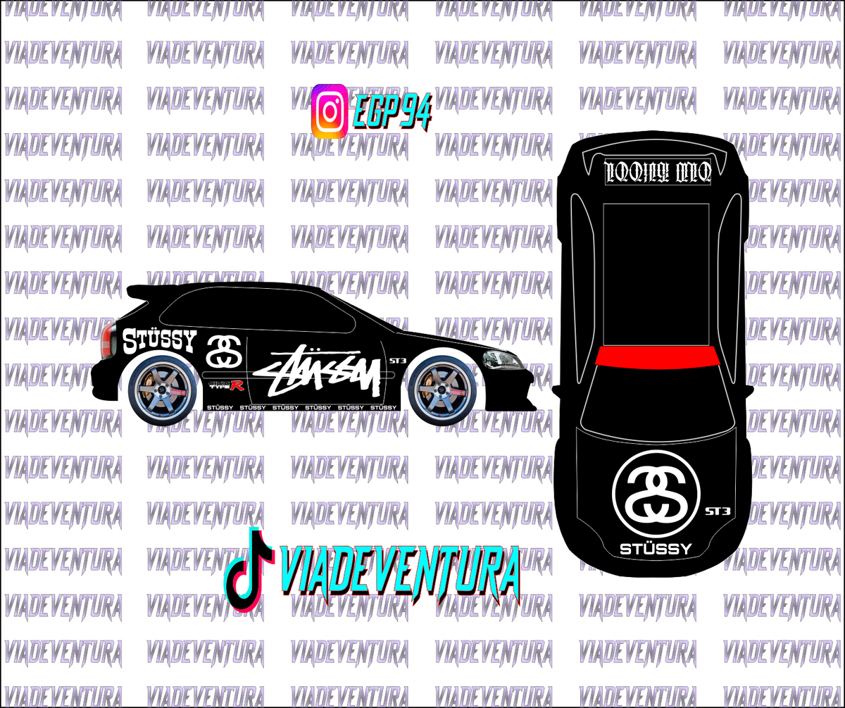 Stussy 1/64 EK9 Civic WHITE TONER Universal WaterSlide Decal for Hot