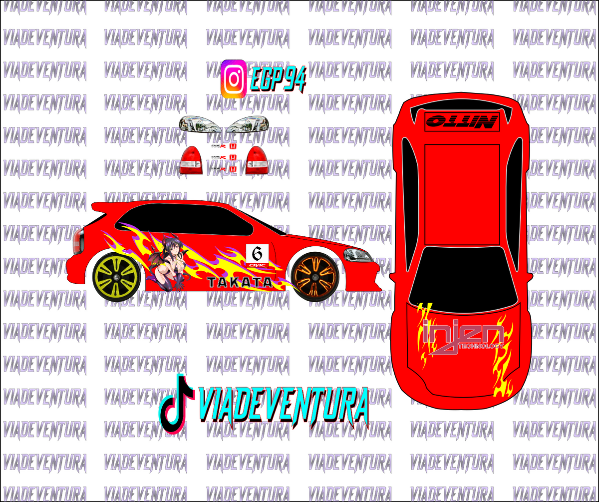 Takata Racing 1/64 EK9 Civic WHITE TONER Universal WaterSlide Decal for Hot