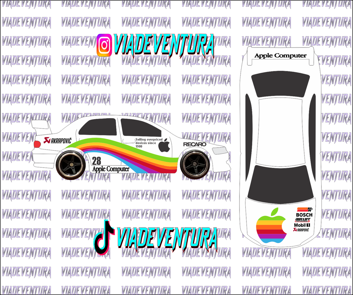 Apple Computer 1/64 Evo IX WHITE TONER Universal Waterslide Decal for Hot