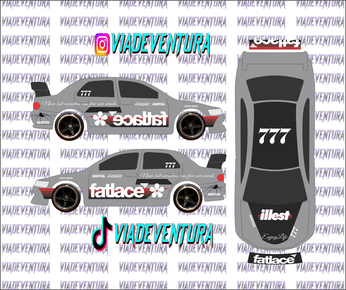 Fatlace 1/64 Evo IX WHITE TONER Universal Waterslide Decal for Hot