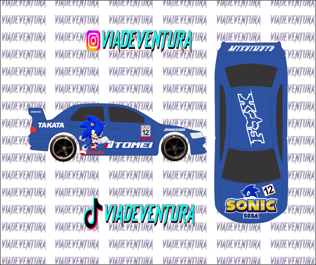 Sonic Hedgehog 1/64 Evo IX WHITE TONER Universal Waterslide Decal for Hot