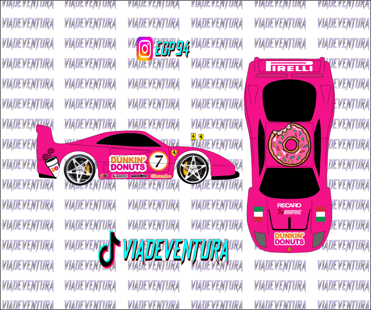 Dunkin Donus 1/64 Ferrar F40 WHITE TONER Universal Waterslide Decal for Hot