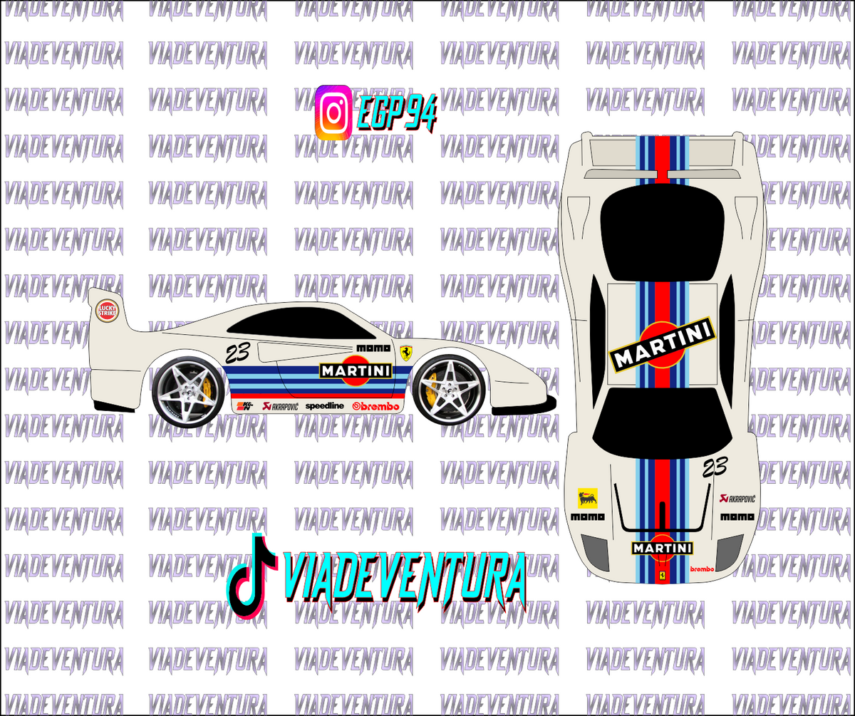 Martini Race 1/64 Ferrar F40 WHITE TONER Universal Waterslide Decal for Hot