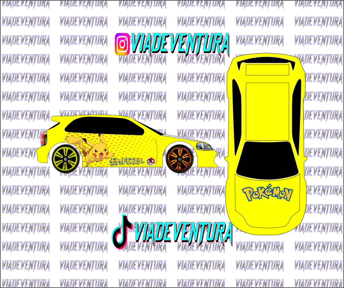 Pikachu 1/64 EK9 Civic WHITE TONER Universal WaterSlide Decal for Hot