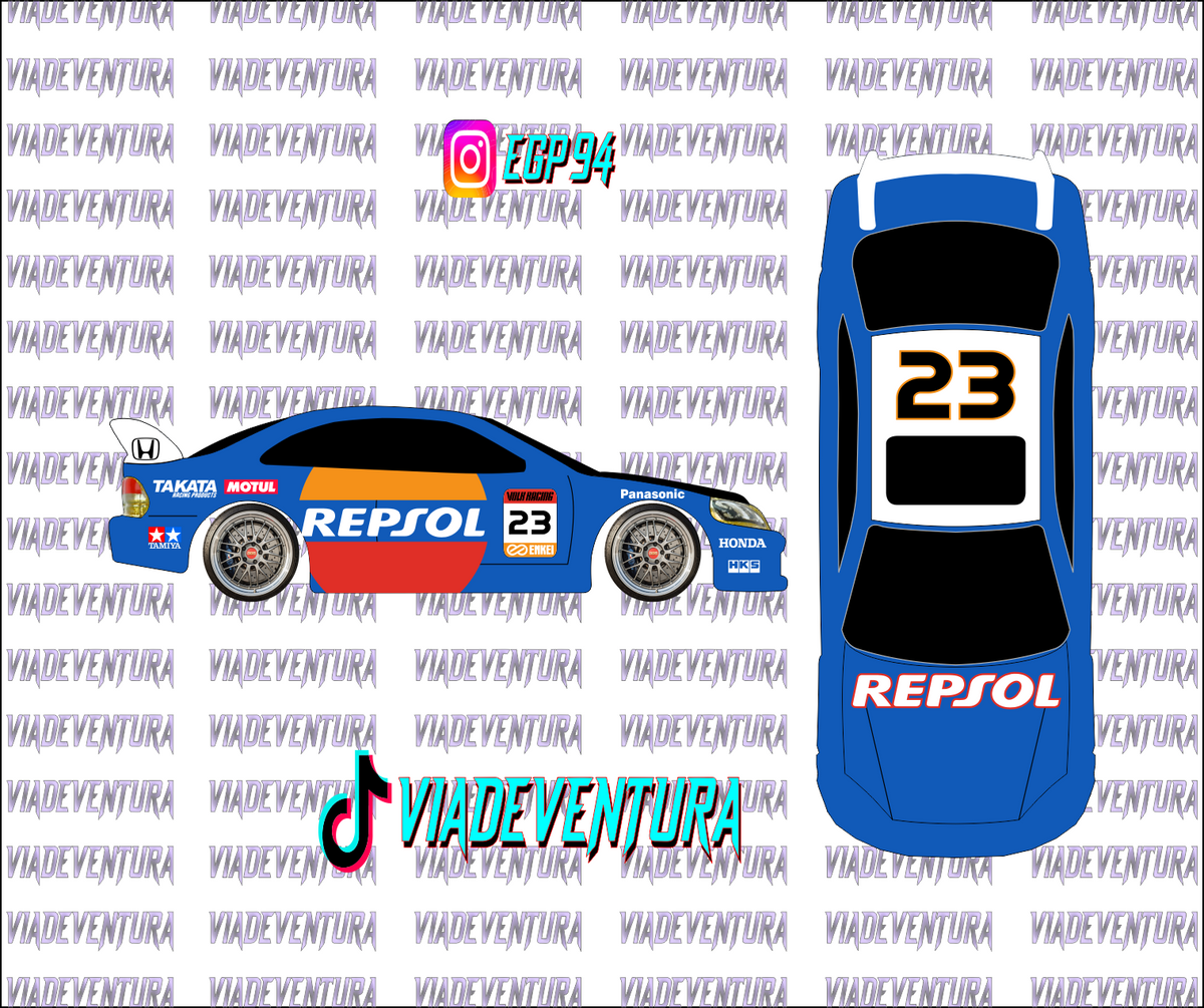 Repsol 1/64 Civic EM1 WHITE TONER Universal Waterslide Decal for Hot