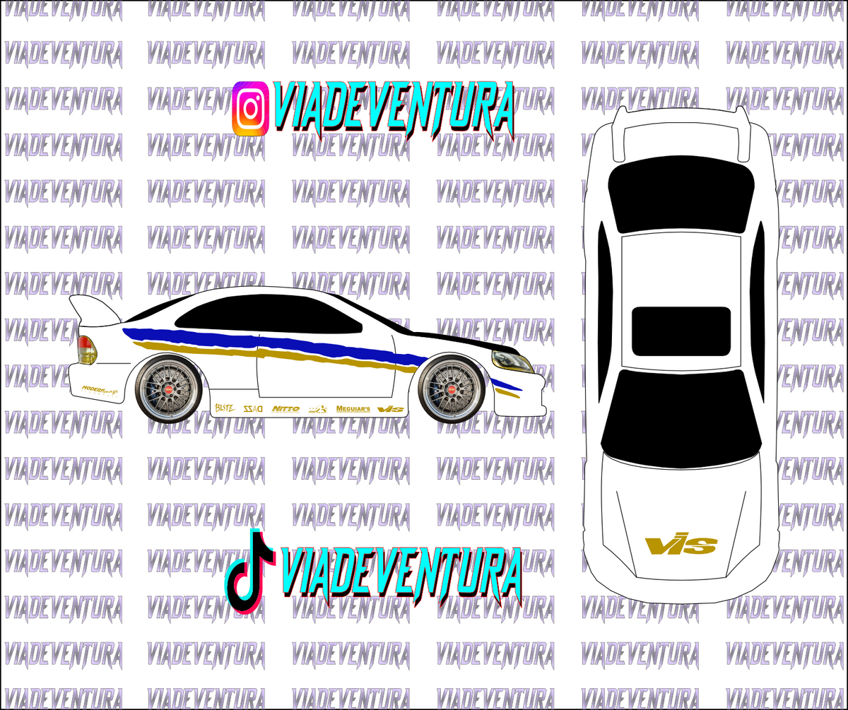 VIS 1/64 Civic EM1 WHITE TONER Universal Waterslide Decal for Hot