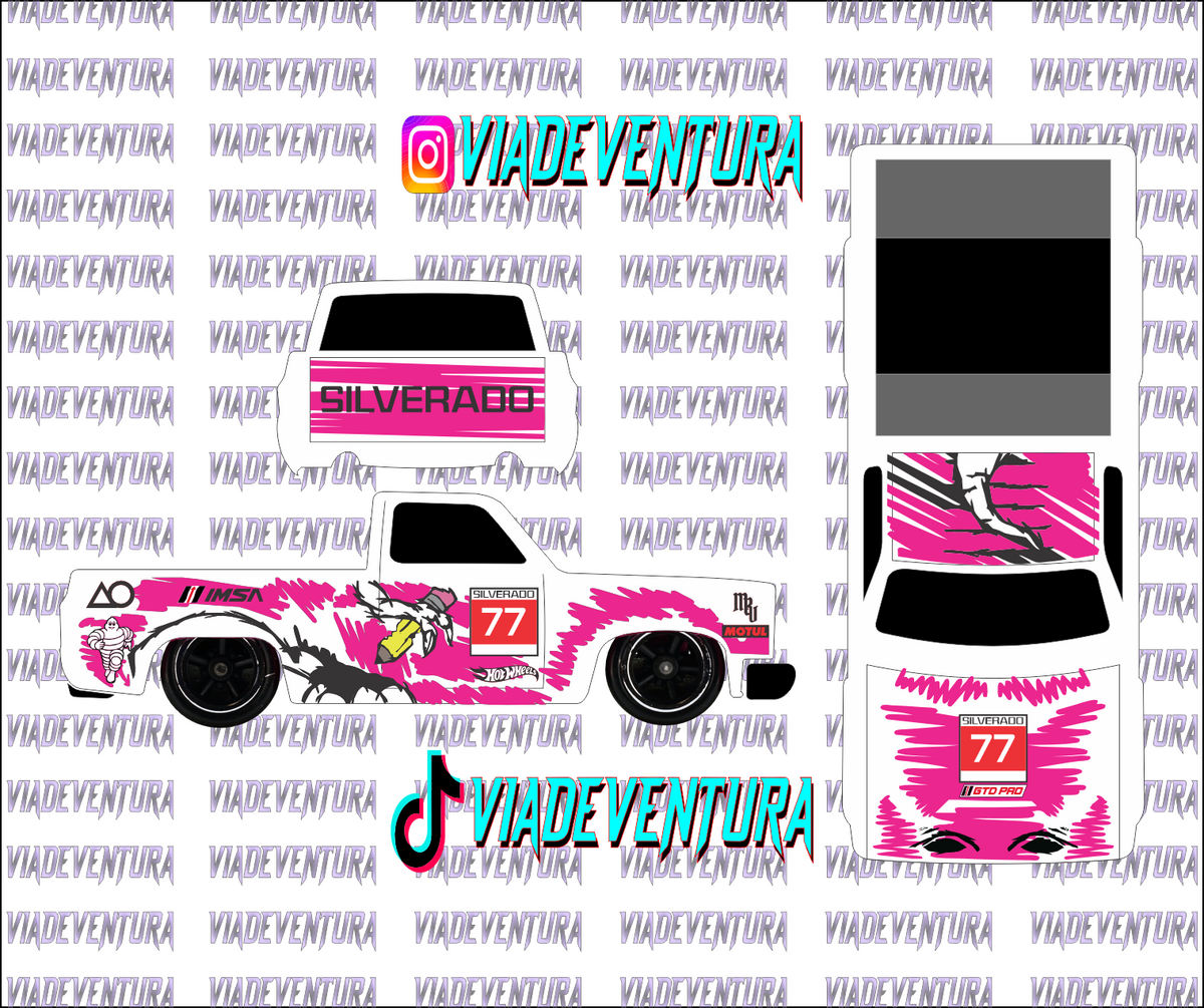 Sketch Roxy Rexy 1/64 83 Silverado WHITE TONER Universal Waterslide Decal fr Hot