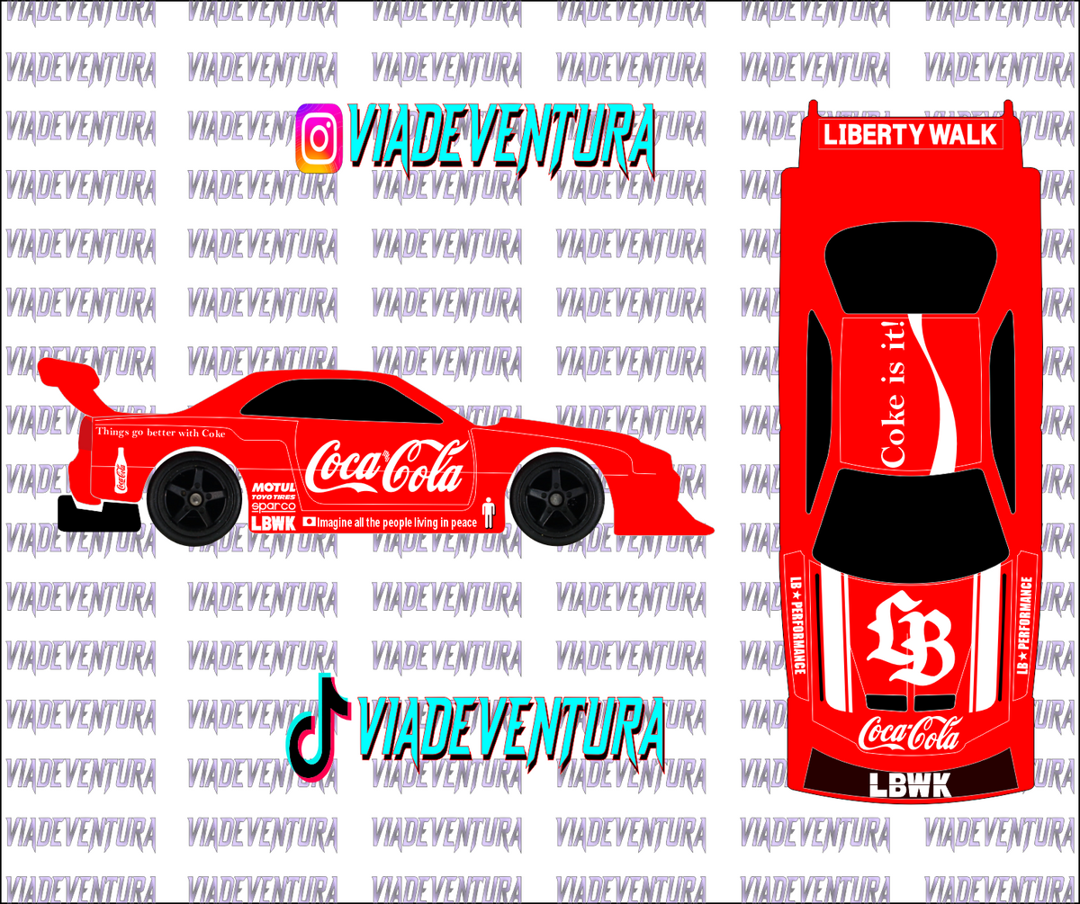 Coca Cola Red 1/64 LBWK R34 WHITE TONER Universal WaterSlide Decal for Hot