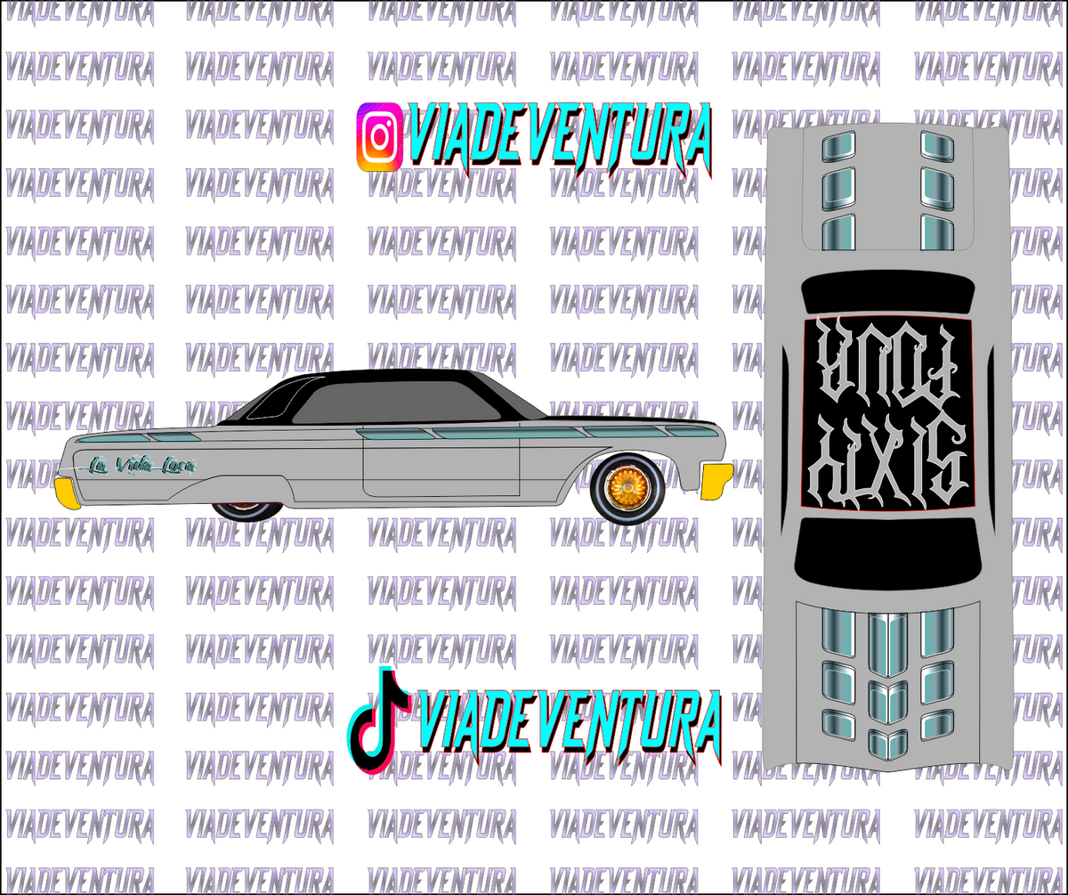 Lowrider V2 Blue 1/64 64 Impala WHITE TONER Universal Waterslide Decal for Hot