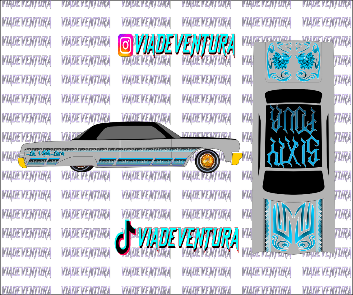 Lowrider V3 Blue 1/64 64 Impala WHITE TONER Universal Waterslide Decal for Hot