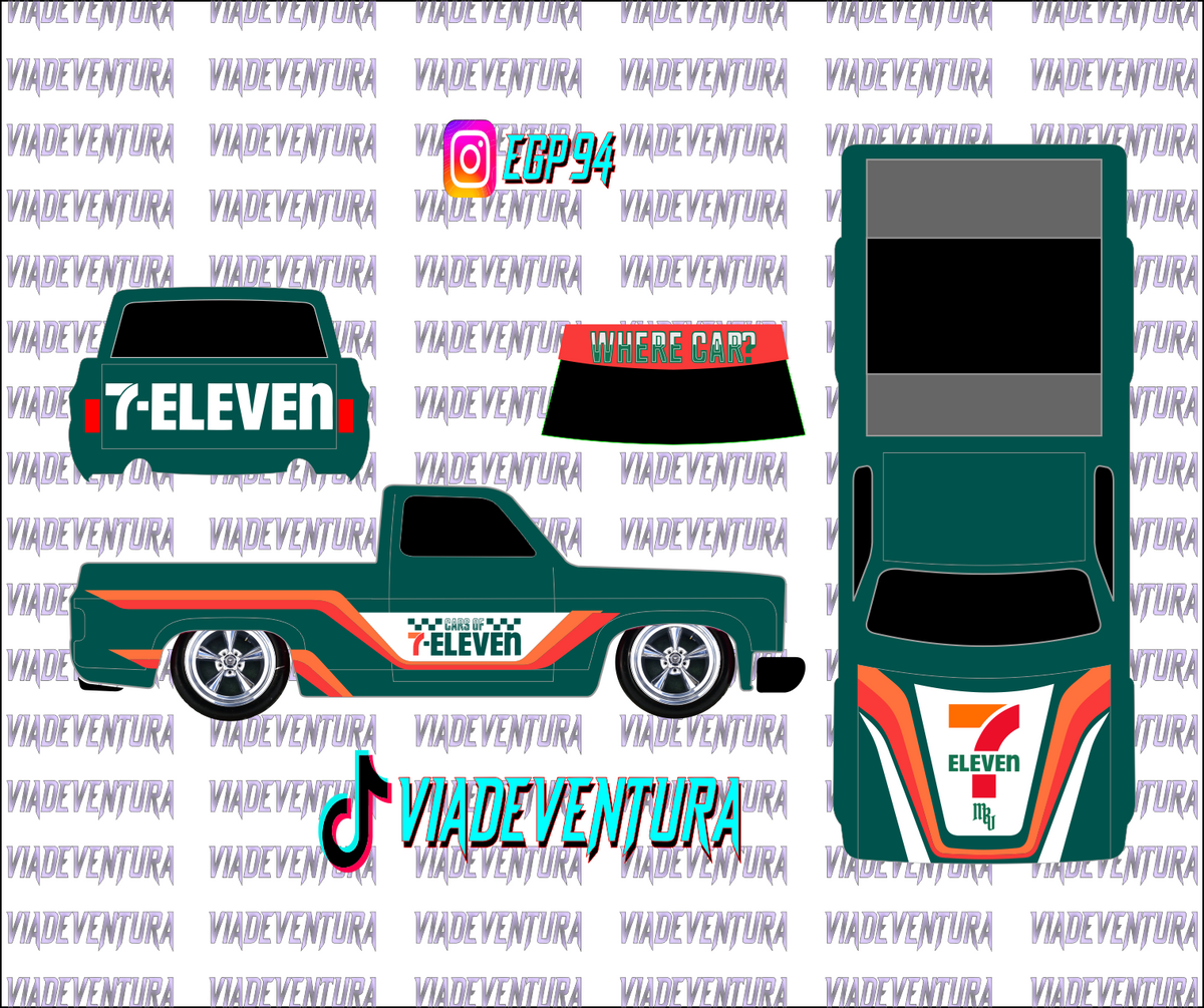 7Eleven 1/64 83 Silverado WHITE TONER Universal Waterslide Decal for Hot