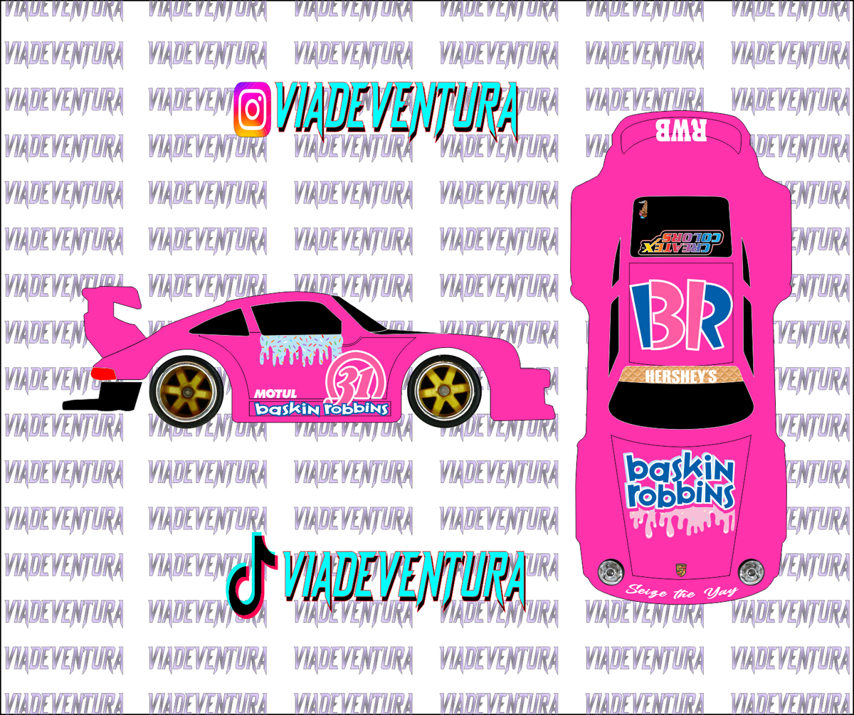 Baskin Rob 1/64 Porsche RWB WHITE TONER Universal WaterSlide Decal for Hot