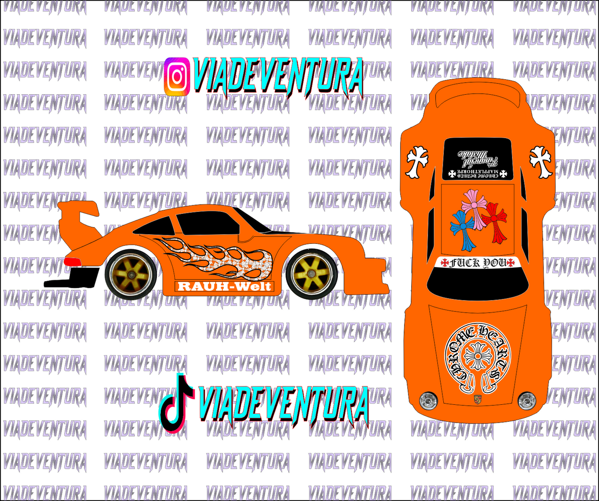 Chrome Heart 1/64 Porsche RWB WHITE TONER Universal WaterSlide Decal for Hot
