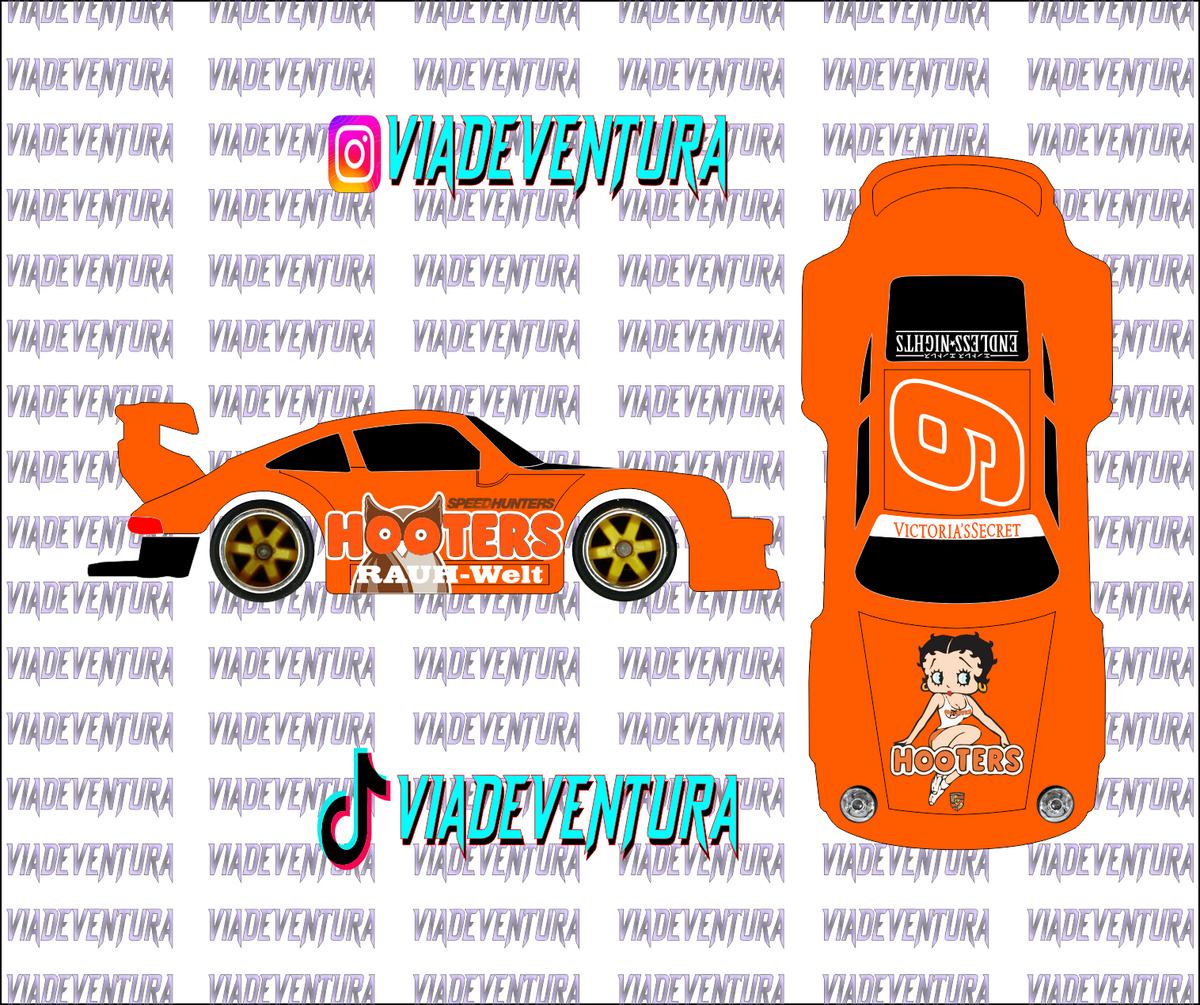 Hooters 1/64 Porsche RWB WHITE TONER Universal Waterslide Decal for Hot