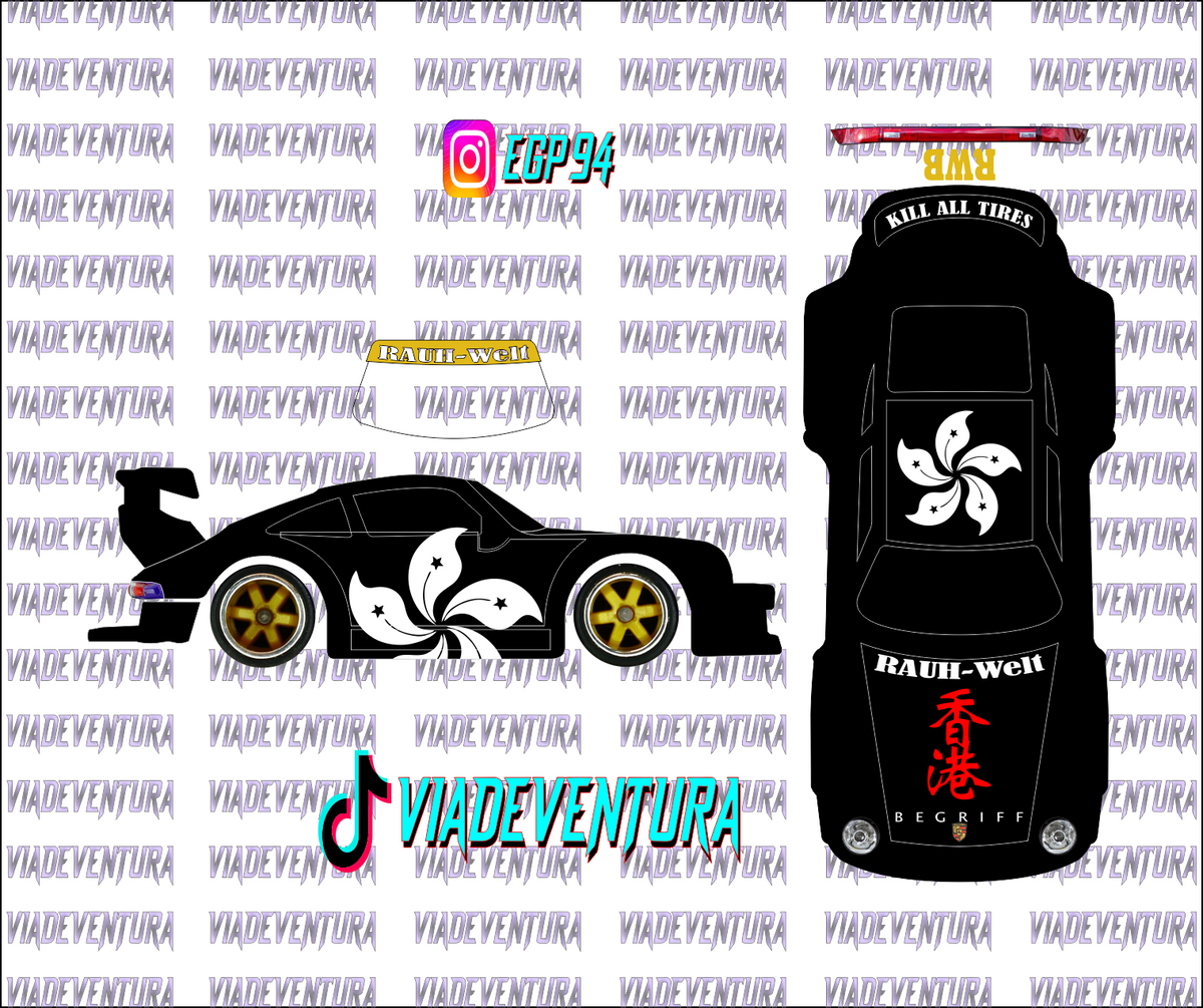 Blossom 1/64 Porsche RWB WHITE TONER Universal Waterslide Decal for Hot