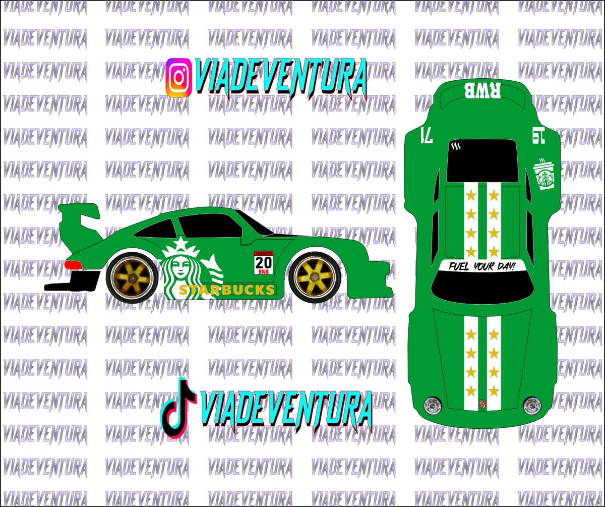 Starbucks 1/64 Porsche RWB WHITE TONER Universal WaterSlide Decal for Hot