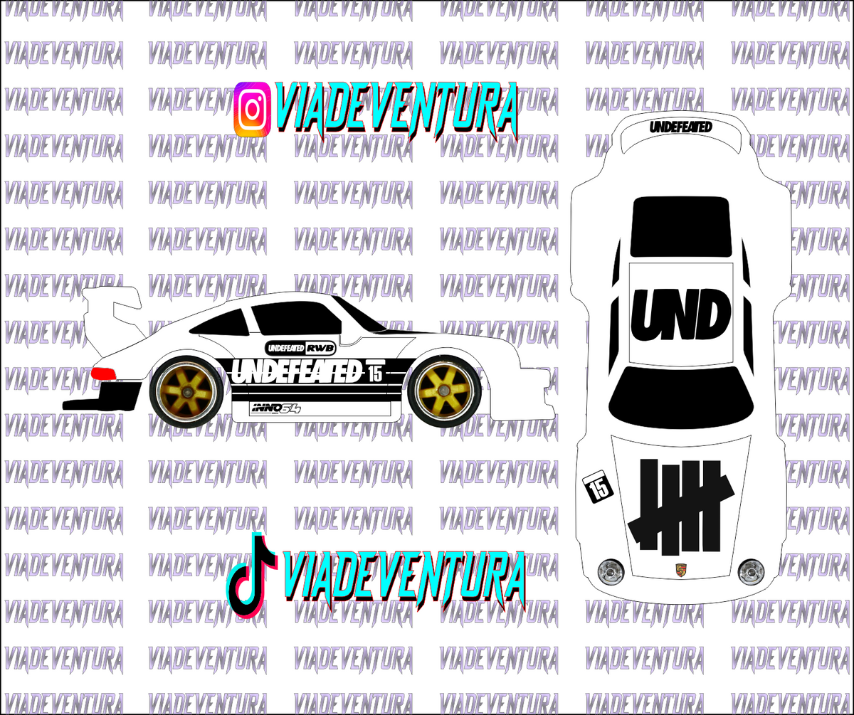 Undefeated V1 1/64 Porsche RWB WHITE TONER Universal Waterslide Decal for Hot