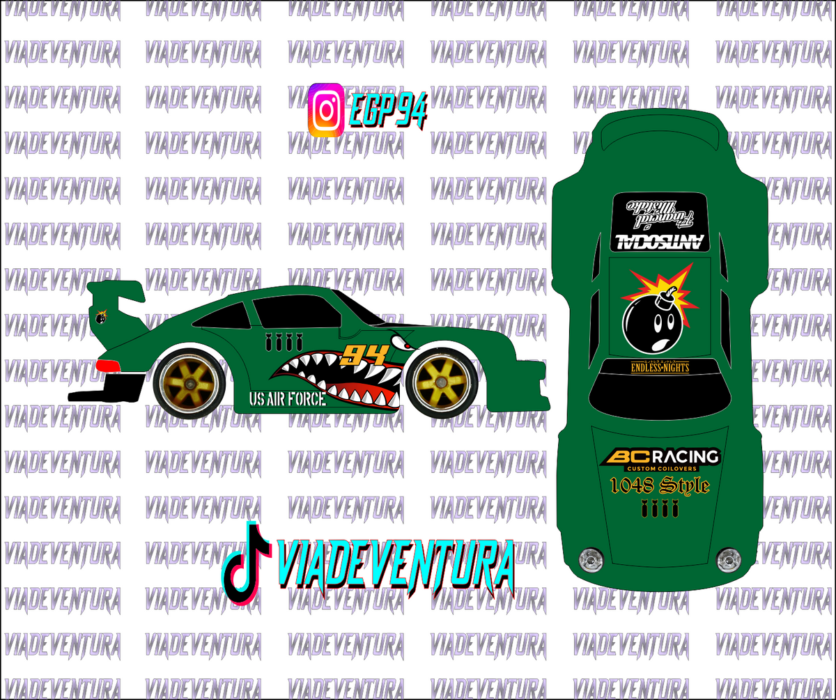Air Force 1/64 Porsche RWB WHITE TONER Universal Waterslide Decal for Hot