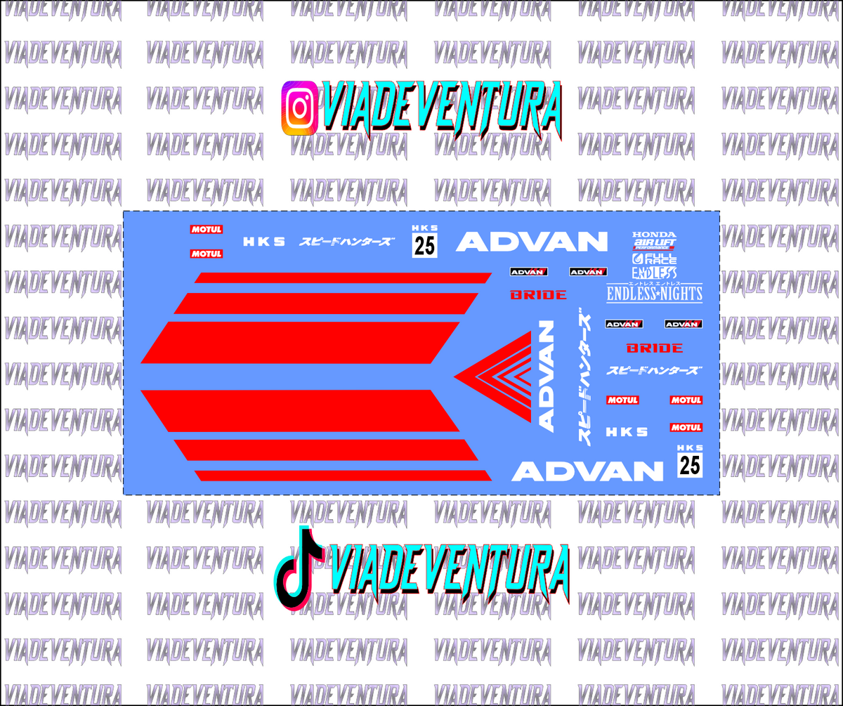 Advan 1/64 Honda CRX WHITE TONER Universal WaterSlide Decal for Hot
