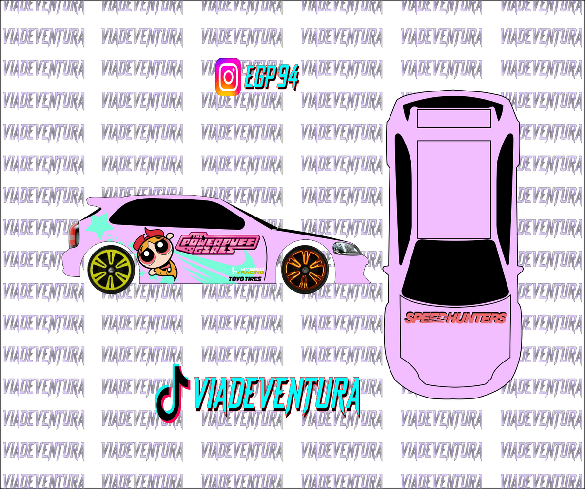 Powerpuff 1/64 EK9 Civic WHITE TONER Universal WaterSlide Decal for Hot