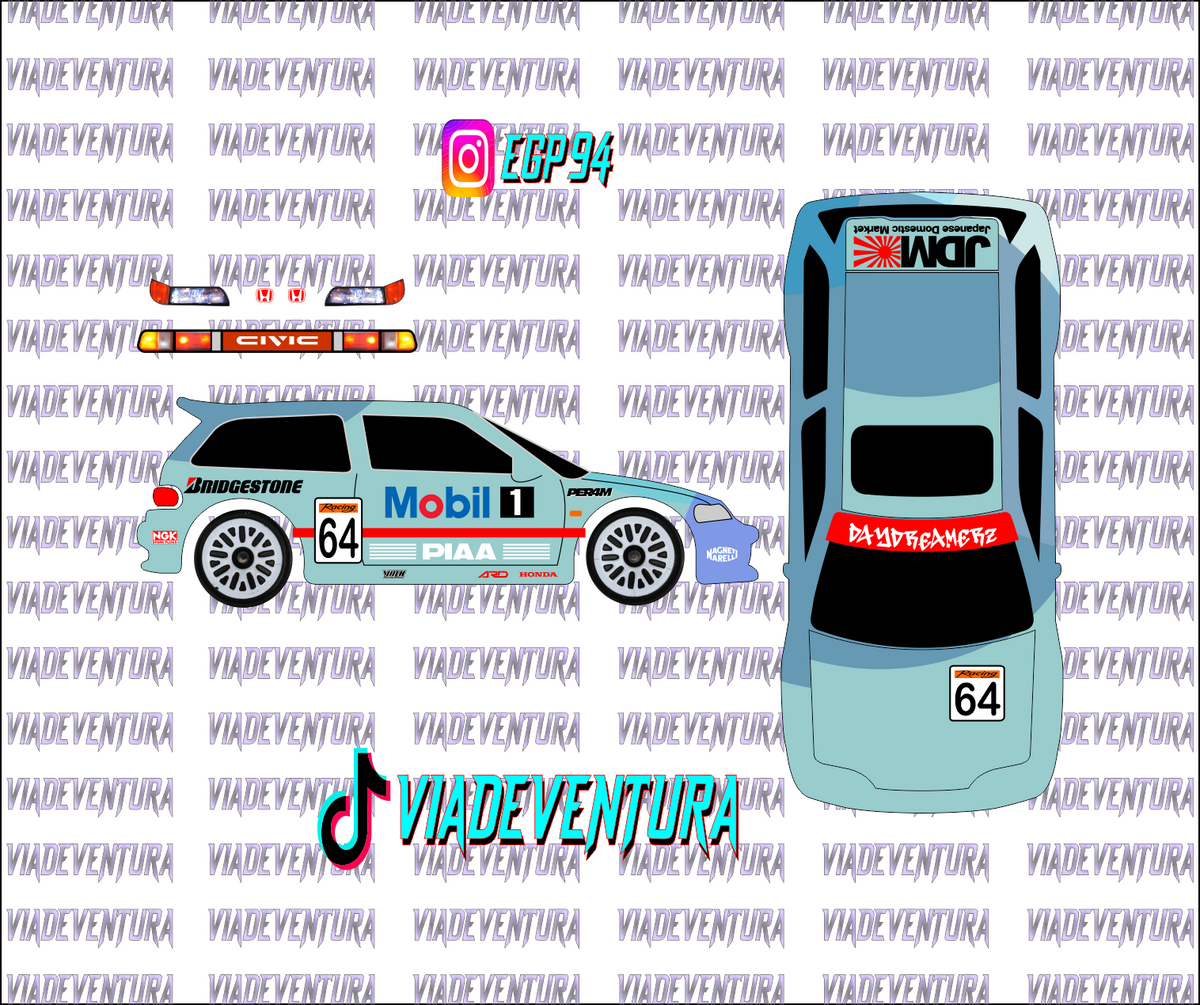 Mobile PIAA 1/64 EF Civic WHITE TONER Universal WaterSlide Decal for Hot