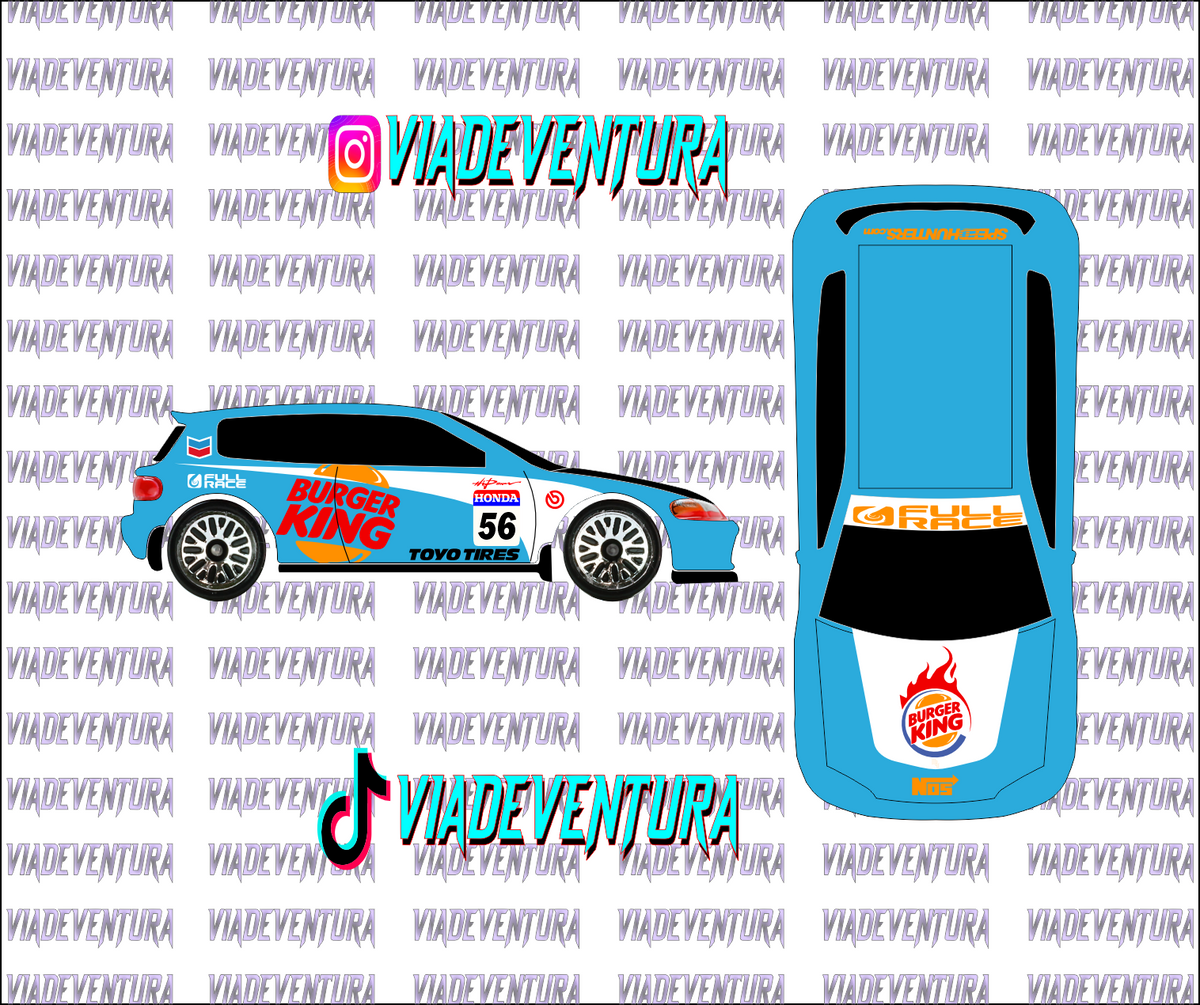 Burger King 1/64 EG Civic WHITE TONER Universal Waterslide Decal for Hot