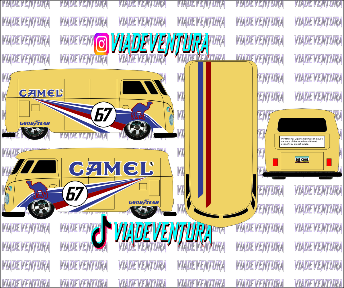 Camel 1/64 VW T1 Panel Bus WHITE TONER Universal Waterslide Decal for Hot