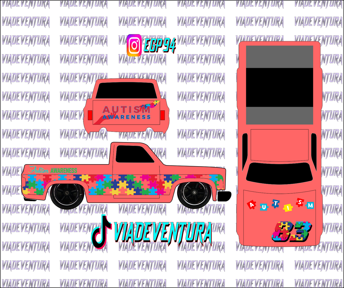 Autism Awarenes 1/64 83 Silverado WHITE TONER Universal Waterslide Decal for Hot