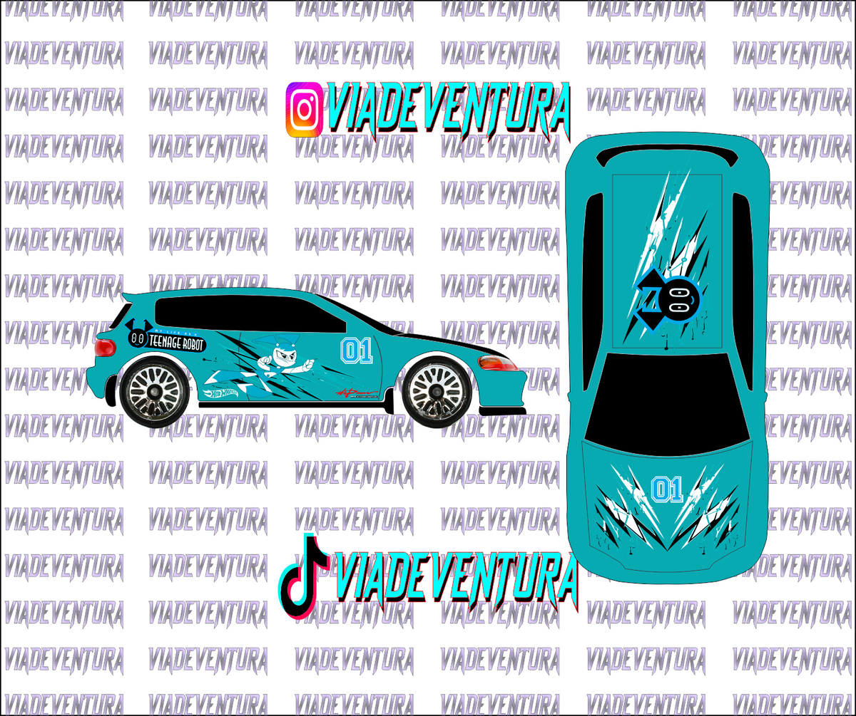 Teenage Robot 1/64 EG Civic WHITE TONER Universal Waterslide Decal for Hot